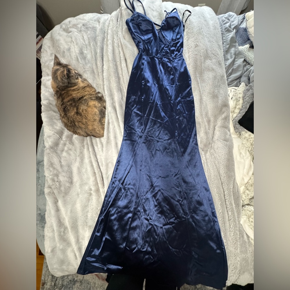Elegant Blue Satin Gown